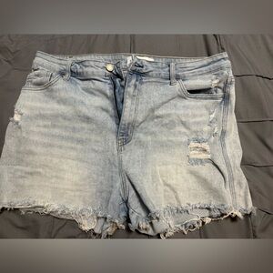 Flying Monkey Distressed Light Blue Jean Shorts